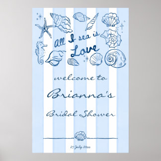 Alles wat ik zie is liefde schelpen bruiloft feest poster