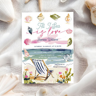 Alles wat ik zie is liefde Schelpen Strand Bruidsu Kaart