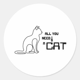 Alles wat je nodig hebt is een kat Cute Minimalist Ronde Sticker