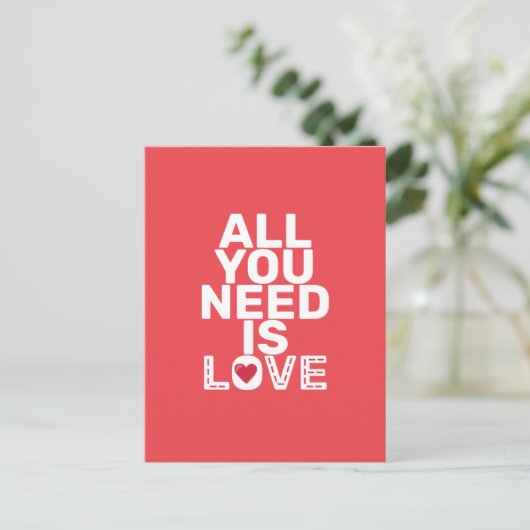 Alles wat je nodig hebt, is een liefdeshartstiter briefkaart (Staand voorkant)