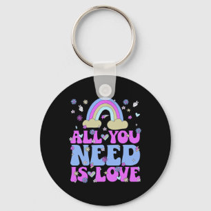 Alles wat je nodig hebt is liefde 60s 70s Retro Gr Sleutelhanger