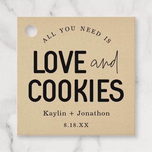 Alles wat je nodig hebt is Liefde & Cookies Trouwg Bedankjes Labels (Voorkant)