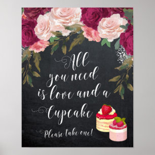 alles wat je nodig hebt is liefde en een cupcake b poster
