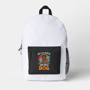 Alles wat je nodig hebt is liefde en een hond graf bedrukte rugzak