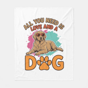 Alles wat je nodig hebt is liefde en een hond Vint Fleece Deken
