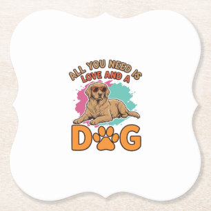 Alles wat je nodig hebt is liefde en een hond Vint Kartonnen Onderzetters
