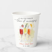 Alles wat je nodig hebt is liefde en mimosas Vrijg Papieren Bekers (Achterkant)