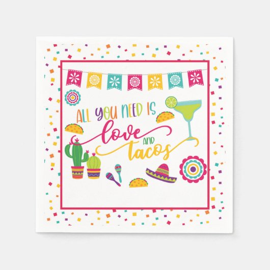 Alles wat je nodig hebt is Liefde en Tacos Servet  (Voorkant)