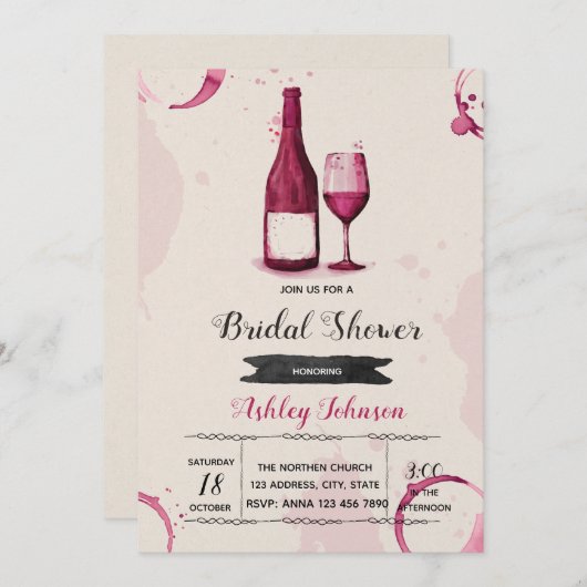 Alles wat je nodig hebt is liefde en wijnuitnodigi kaart (Voorkant / Achterkant)