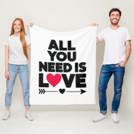 Alles wat je nodig hebt is liefde - Gezellige deke Fleece Deken