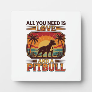 Alles wat je nodig hebt is liefde Pitbull hond zon Fotoplaat