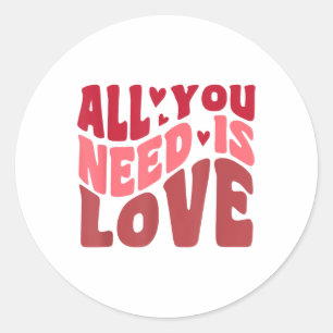 Alles wat je nodig hebt is liefde retro stijl Vale Ronde Sticker