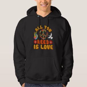 Alles wat je nodig hebt is liefde Vredesteken Tie Hoodie