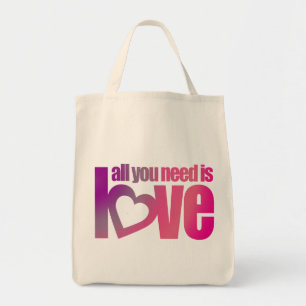 Alles wat je nodig hebt is liefdesroze paarse graf tote bag