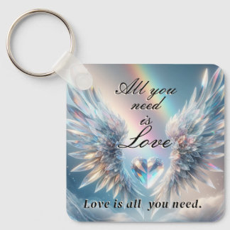 Alles wat je nodig hebt is Love Heart en Angel Win Sleutelhanger
