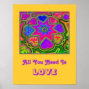 'Alles wat je nodig hebt is Love'-Poster (geel) Poster
