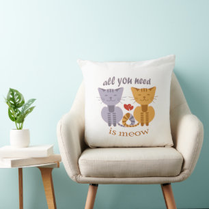 Alles wat je nodig hebt zijn miauw Valentijn katte Kussen