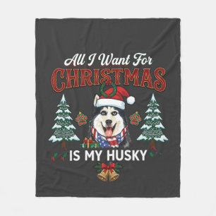 Alles wat kerst is, is husky hond kerstman hoed fleece deken