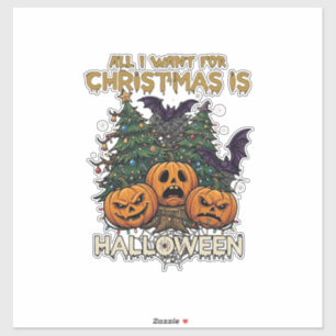 Alles wat kerst wil is Halloween pompoenen bomen V Sticker