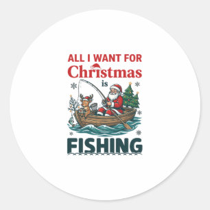 Alles wat kerst wil is vissen Santa rendier boot Ronde Sticker