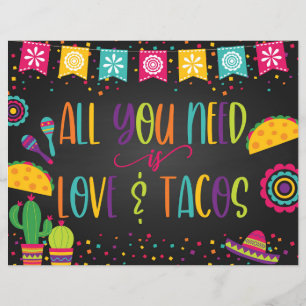 Alles wat u nodig hebt is Love and Tacos Sign - Zw