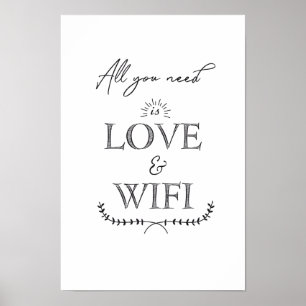 Alles wat u nodig hebt is LOVE en WIFI Poster