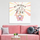 Alles wat u nodig hebt is Love Groovy Butterfly 24 Canvas Afdruk (Insitu (Woonkamer))