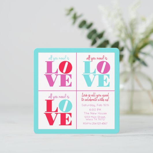 Alles wat u nodig hebt is LOVE uitnodiging (Staand voorkant)