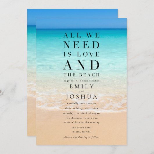 Alles wat we nodig hebben is liefde en het strand  kaart (Voorkant / Achterkant)