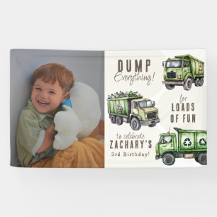Alles Weggooien! Foto Verjaardag Kinderen Afvalwag Spandoek