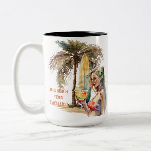 Alles wordt door de beugel opgelost tweekleurige koffiemok (Links)