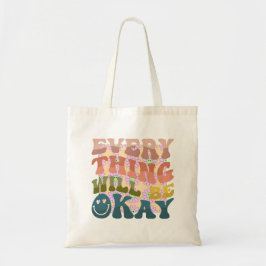 Alles zal Oke Bloemen golvende letters zomer Tote Bag