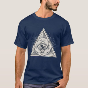 Alles Ziende Oog Piramide Illuminati symbool geome T-shirt