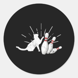 Alley Cat Tipping Pins grappige Bowling Ronde Sticker