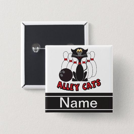 Alley Cats Bowling Pin | Personaliseren Vierkante Button 5,1 Cm (Voorkant /achterkant)