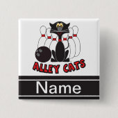 Alley Cats Bowling Pin | Personaliseren Vierkante Button 5,1 Cm (Voorkant)