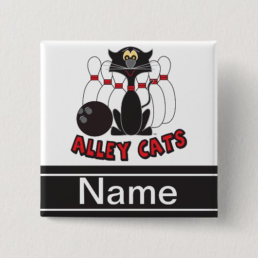 Alley Cats Bowling Pin | Personaliseren Vierkante Button 5,1 Cm (Voorkant)