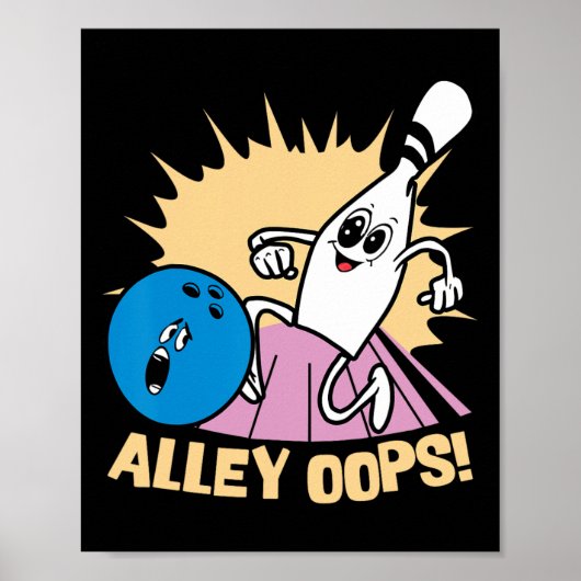 Alley Oops! Comic Bowling Mishap Poster (Voorkant)