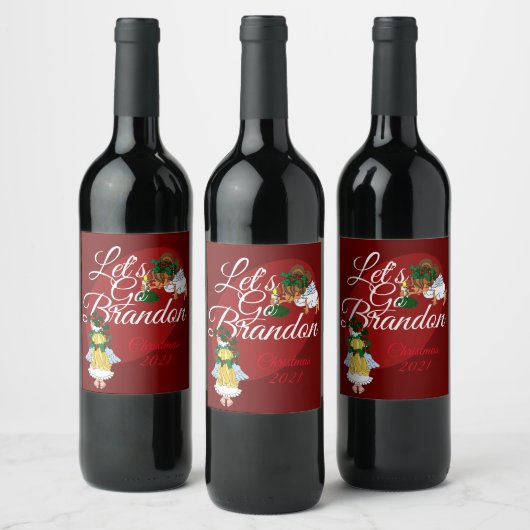 Allez Brandon Angel Étiquettes de vin de Noël (Bouteilles)