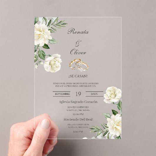 Alliance de mariage à fleurs blanches Invitation d (In situ (ordinateur de poche))