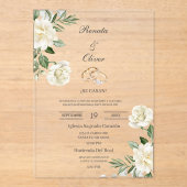 Alliance de mariage à fleurs blanches Invitation d (Recto)