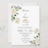 Alliance de mariage à fleurs blanches Invitation d (Devant)
