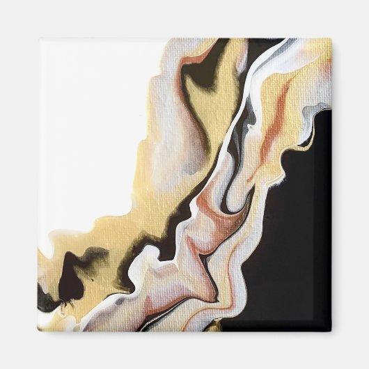 Alligare Abstract Gold Black White Fluid Art Magneet (Voorkant)