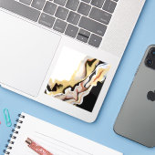 Alligare Abstract Gold Black White Fluid Art Sticker (Laptop met iPhone)