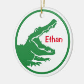 Alligator aangepast kerstfeest keramisch ornament (Links)