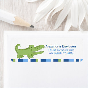 Alligator Aangepaste Adresetiketten - Groen/Blauw Etiket