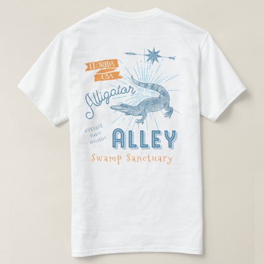 Alligator Alley Gator Wrestler Typografie T-shirt (Design achterkant)