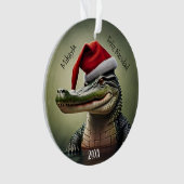 Alligator amusant dans l'ornement de Santa Hat (devant)
