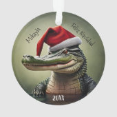 Alligator amusant dans l'ornement de Santa Hat (dos)