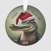 Alligator amusant dans l'ornement de Santa Hat (devant)